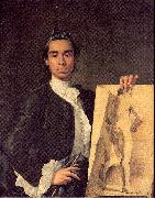 Melendez, Luis Eugenio Portrait of the Artist Holding a Life Study Spain oil painting artist